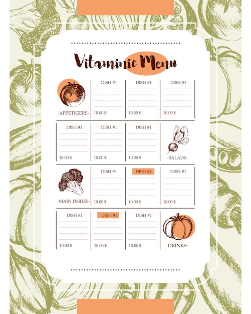 Tabela składników i ceny